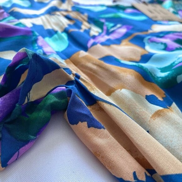 NWT ABEL THE LABEL PURPLE GREEN SALVIA PRINT SHORT SLEEVE HIGH LOW MAXI DRESS - Picture 6 of 8